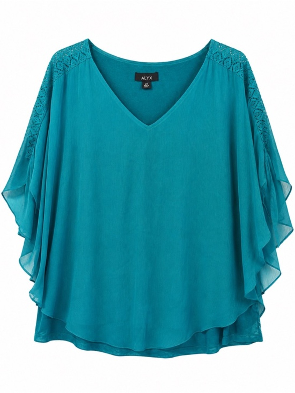 ALYX Teal V-Neck Flutter Sleeve Tunic